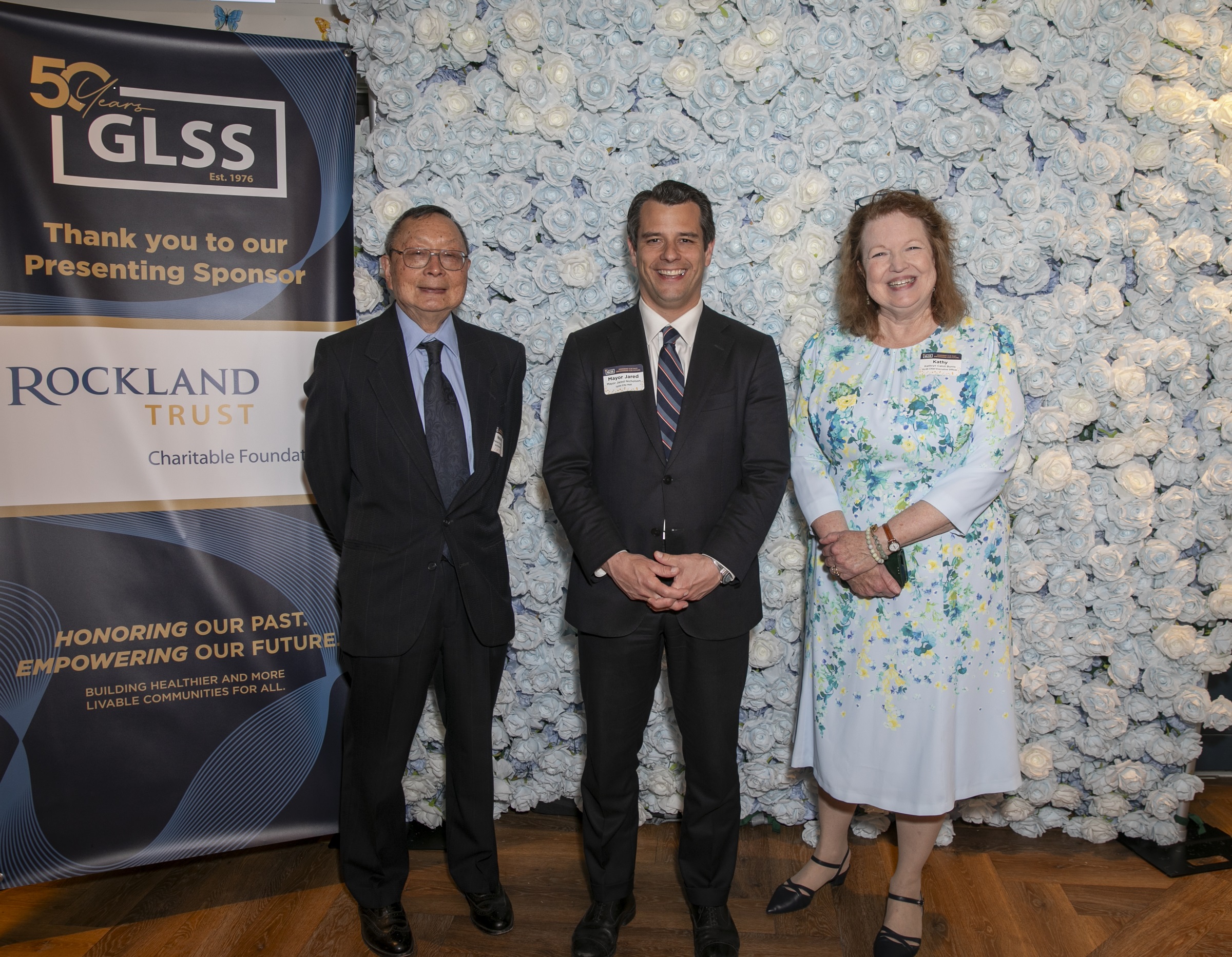 GLSS 50th Party Nelson Chang, Mayor Nicholson, Kathryn Burns.jpg
